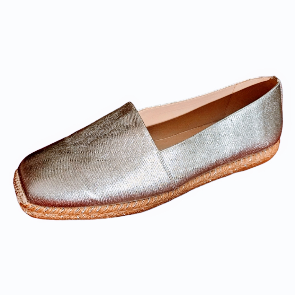 NWOT | Stuart Weitzman | Dree Silver Flat Espadrille Loafers | Size: 11½C ($275)